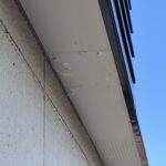 屋根を見上げた先にある軒天の傷み